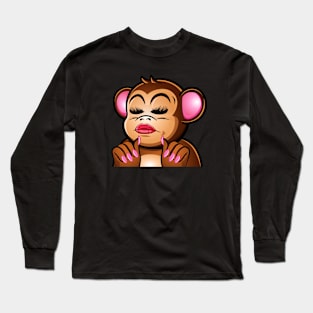 Monkey Periodt meme, kawaii animal, funny design Long Sleeve T-Shirt